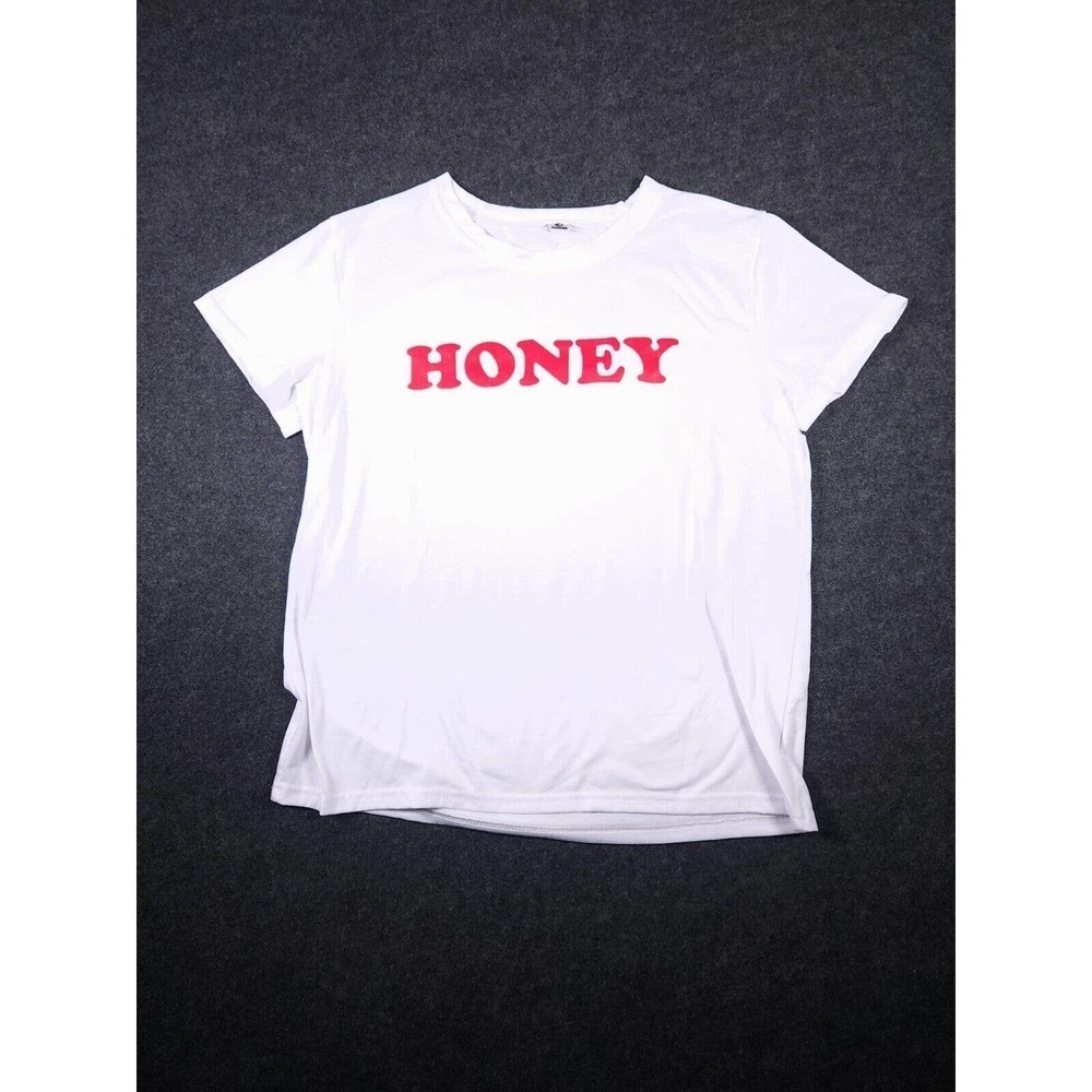 Honey Mbaurfe Shirt Mens Small S Short Sleeve Crew Neck Polyester White Stretch